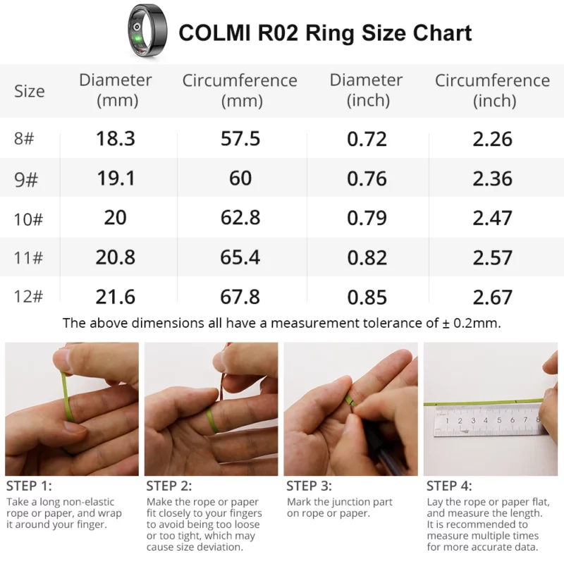 COLMI R02 Smart Ring Military Grade Titanium Steel Shell Health Monitoring IP68 & 3ATM Waterproof Multi-sport Modes - Image 5